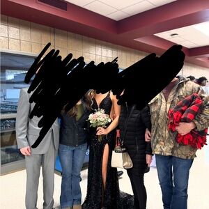 Black Sequin Prom Dress with Slit